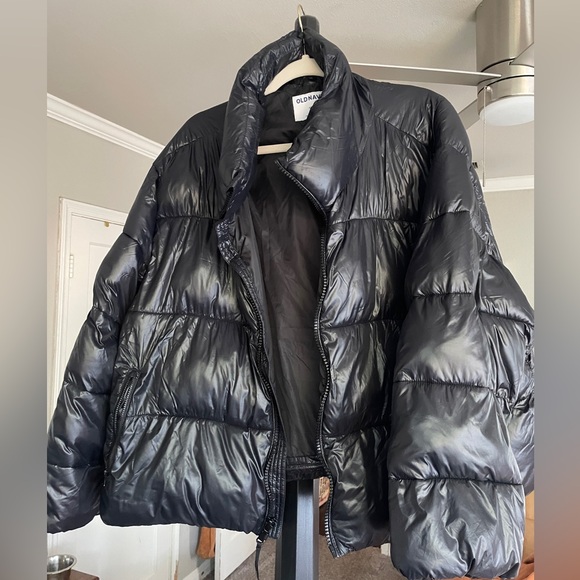 Old Navy Shiny Black Puffer Jacket - Picture 1 of 3